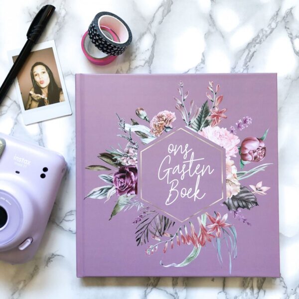 Bonjour to you - Gastenboek Bruiloft - Pretty Purple