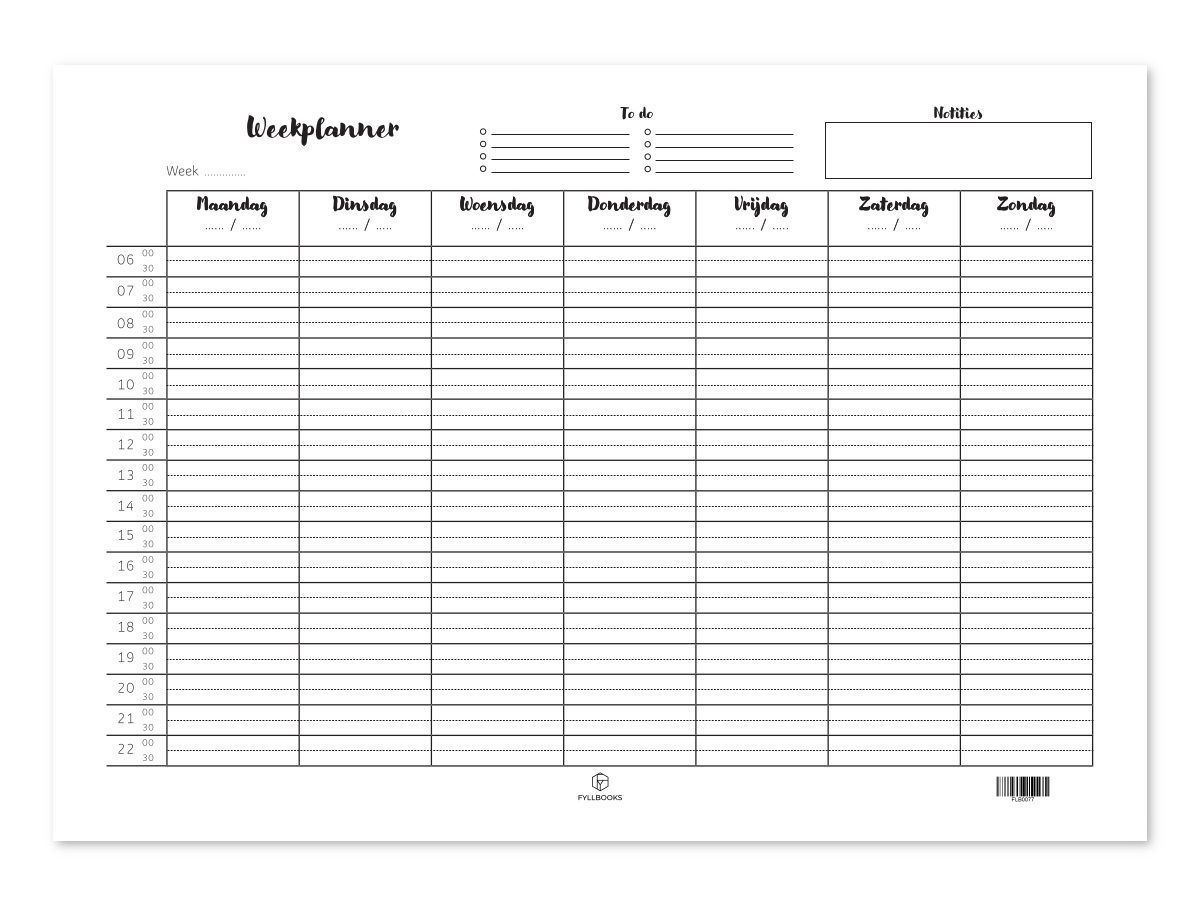 opslag joggen Beschuldiging Fyllbooks Weekplanner met tijd A4 Kopen? ⋆ Invulboekjes.nl