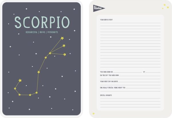 Milestone Geboorteposter sterrenbeeld – Scorpio/Schorpioen (Engelstalig) - Afbeelding 3