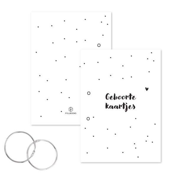 Fyllbooks Bewaarbundel Geboortekaartjes - Zwart/wit- A5