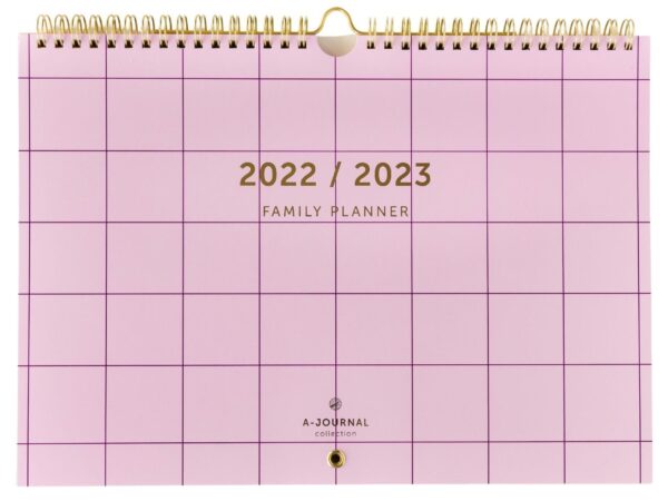 A Journal 16 Maanden Familieplanner 2022 2023 Lila Ruit Voorkant