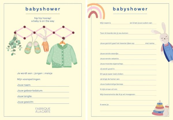 Fabrique A La Carte Babyshower Invulkaarten – 15 Stuks – A5 (2)