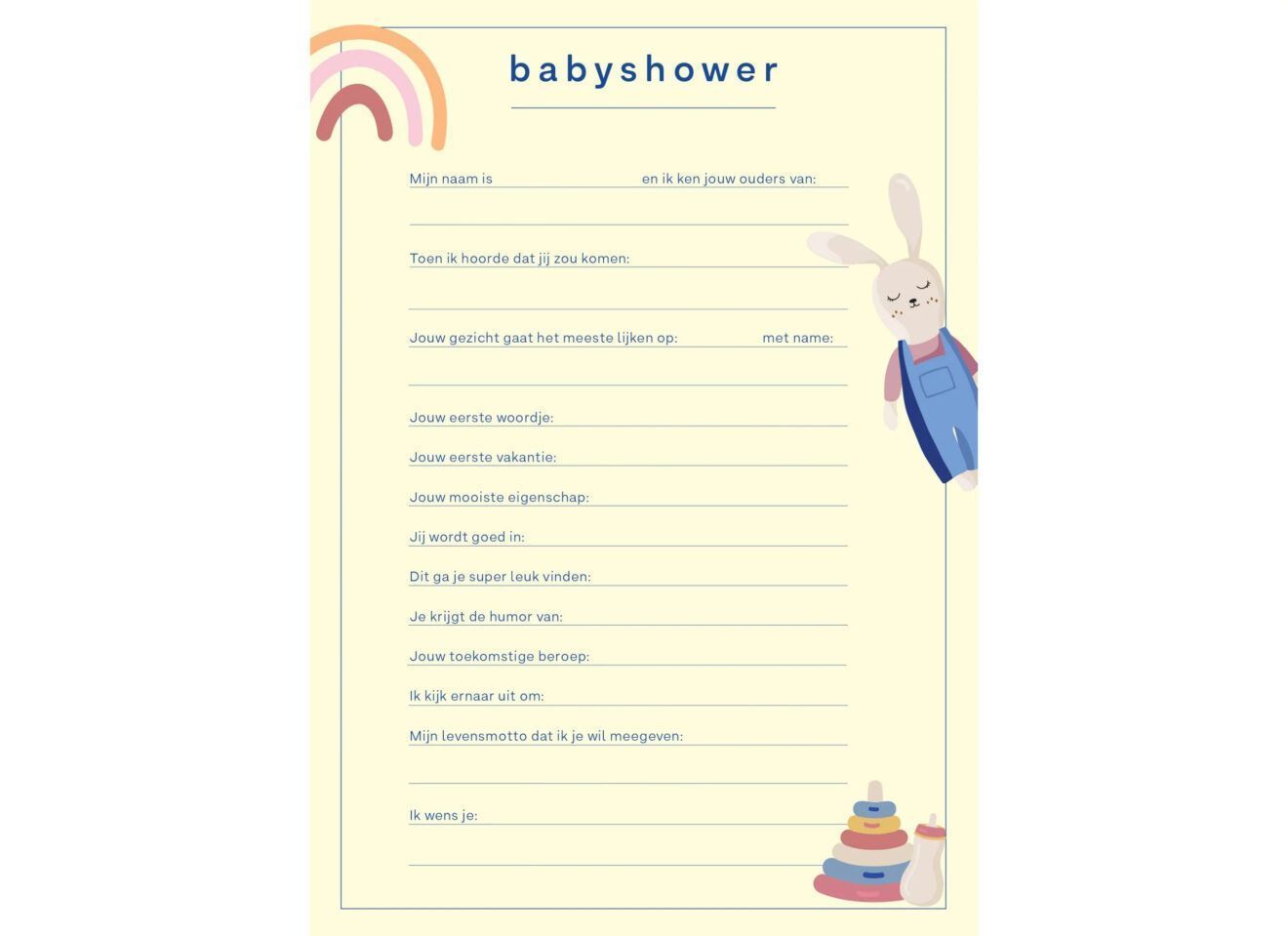 Fabrique a la Carte Babyshower Invulkaarten – 15 Stuks – A5 Kopen? ⋆ ...