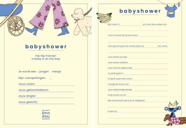 Lima & Lou Babyshower Invulkaarten – 15 Stuks – A5 (1)