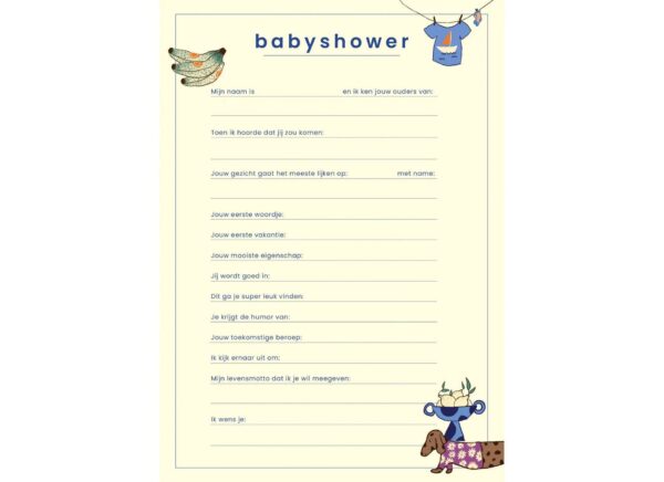 Lima & Lou Babyshower Invulkaarten – 15 Stuks – A5 (2)