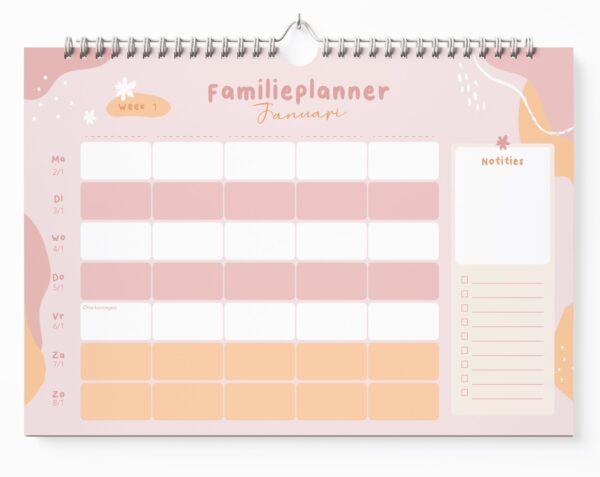 Fyllbooks Familieplanner 2023 Pastel Roze Pagina