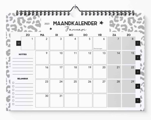 Fyllbooks Maandkalender 2023 Zwart Wit Pagina 1