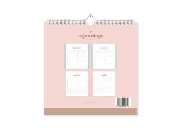 Fyllbooks Verjaardagskalender Terracotta Achterkant