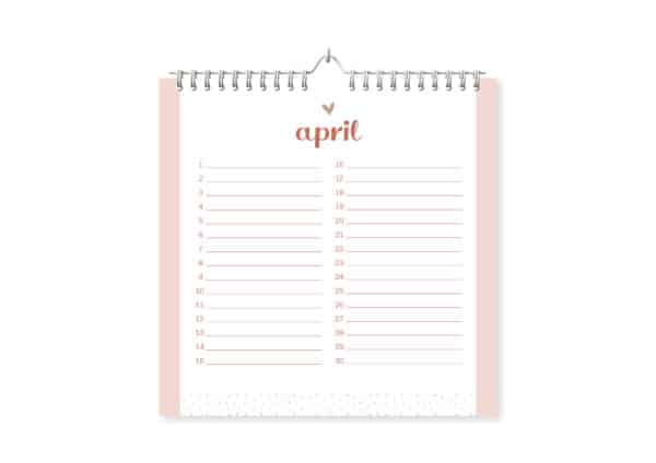 Fyllbooks Verjaardagskalender Terracotta April