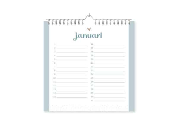 Fyllbooks Verjaardagskalender Terracotta Januari