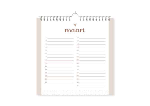 Fyllbooks Verjaardagskalender Terracotta Maart
