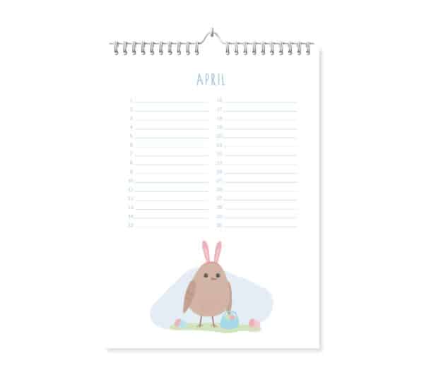 Fyllbooks Verjaardagskalender Vogels Apr