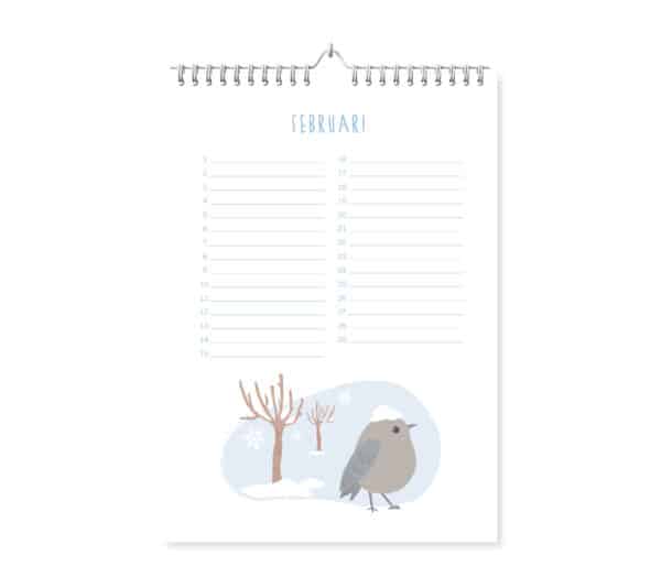 Fyllbooks Verjaardagskalender Vogels Feb