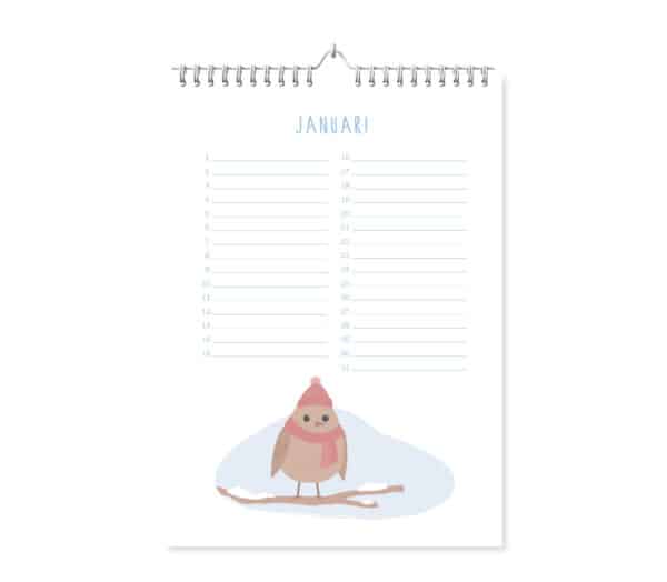 Fyllbooks Verjaardagskalender Vogels Jan