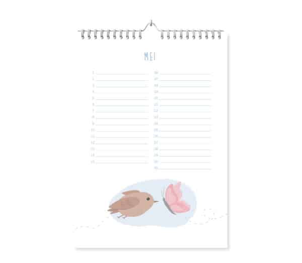 Fyllbooks Verjaardagskalender Vogels Mei