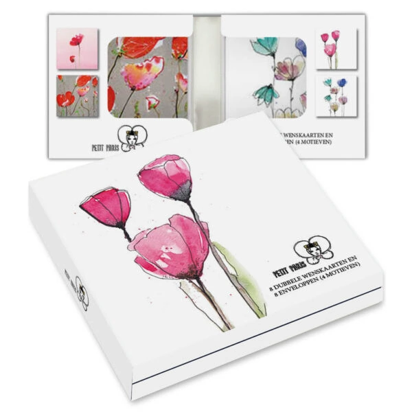 Kaartenmapje - Petit Paris - Roze bloemen