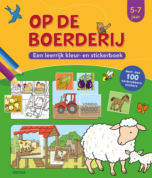 kleur- en stickerboek - Op de boerderij (5-7 j.)