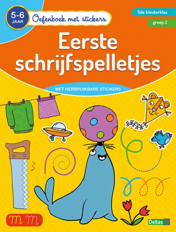 Oefenboek met stickers - Eerste schrijfspelletjes (5-6 j.)