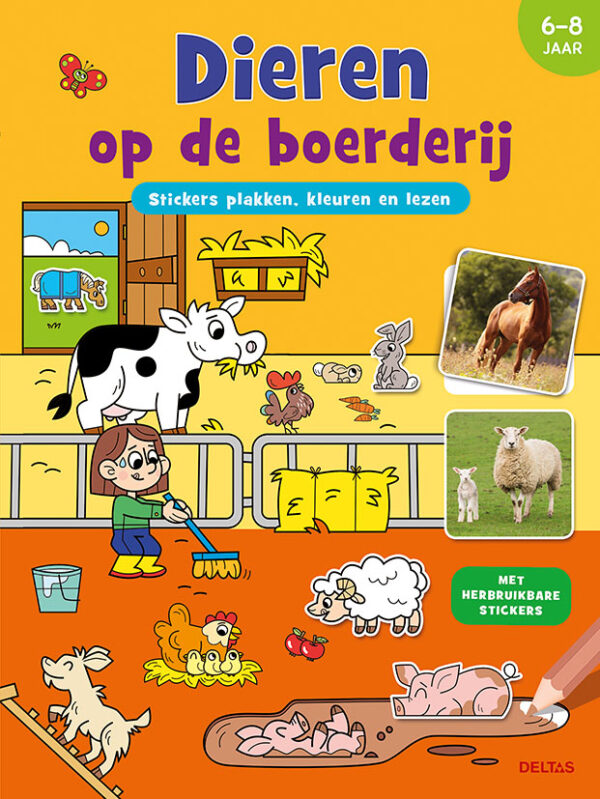 Stickers plakken, kleuren en lezen - Dieren op de boerderij (6-8 j.)