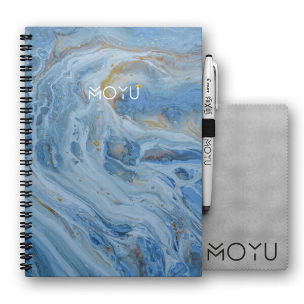 MOYU Uitwisbaar Notitieboek A5 Premium – Beyond Blue – Inclusief MOYU pen, doekje en penloop