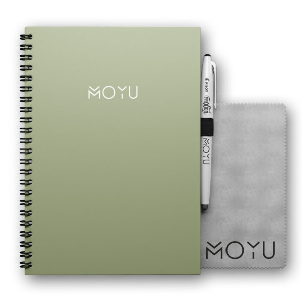 MOYU Uitwisbaar Notitieboek A5 Premium – Easy Emerald – Inclusief MOYU pen, doekje en penloop