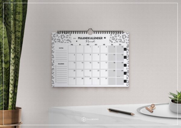 Fyllbooks Maandkalender 2023 - A4 - Zwart-wit - Afbeelding 2