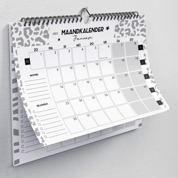 Fyllbooks Maandkalender 2023 - A4 - Zwart-wit - Afbeelding 3