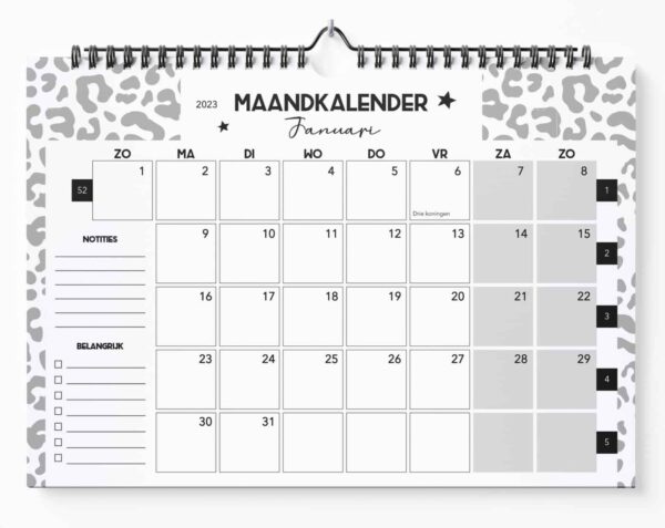 Fyllbooks Maandkalender 2023 - A4 - Zwart-wit - Afbeelding 6