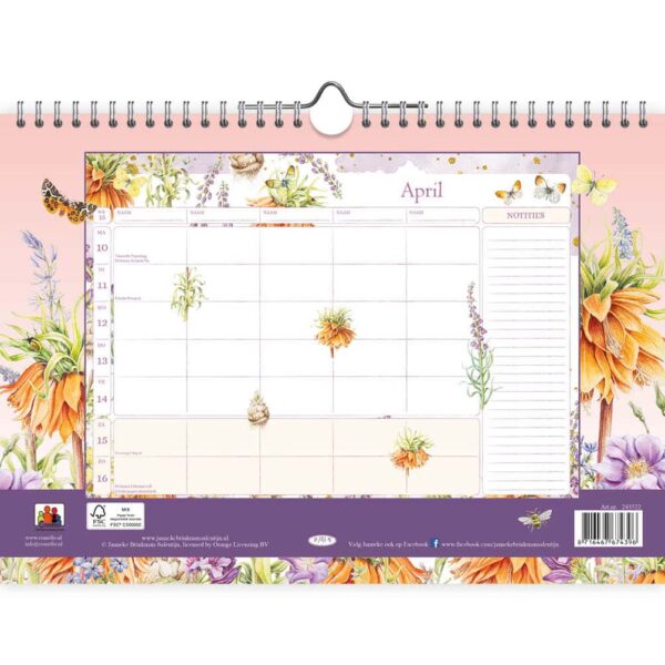 Janneke Brinkman Familie weekkalender A4 2023 - Oranje Pracht - Afbeelding 3