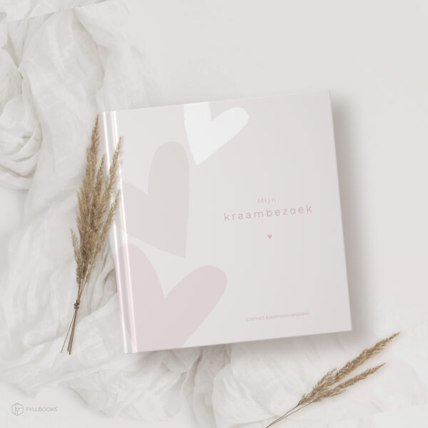 Kraambezoekboek Happy Hearts Pink 1