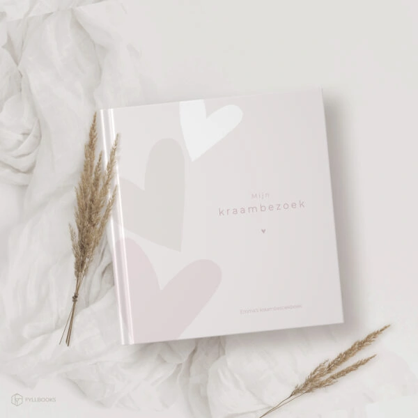 Kraambezoekboek Happy Hearts Pink 1