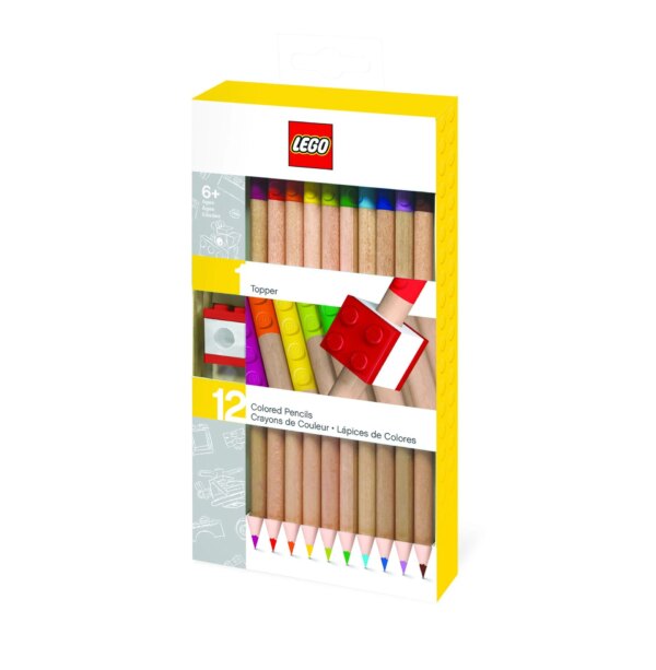 LEGO Kleurpotloden met topper - 12 kleuren