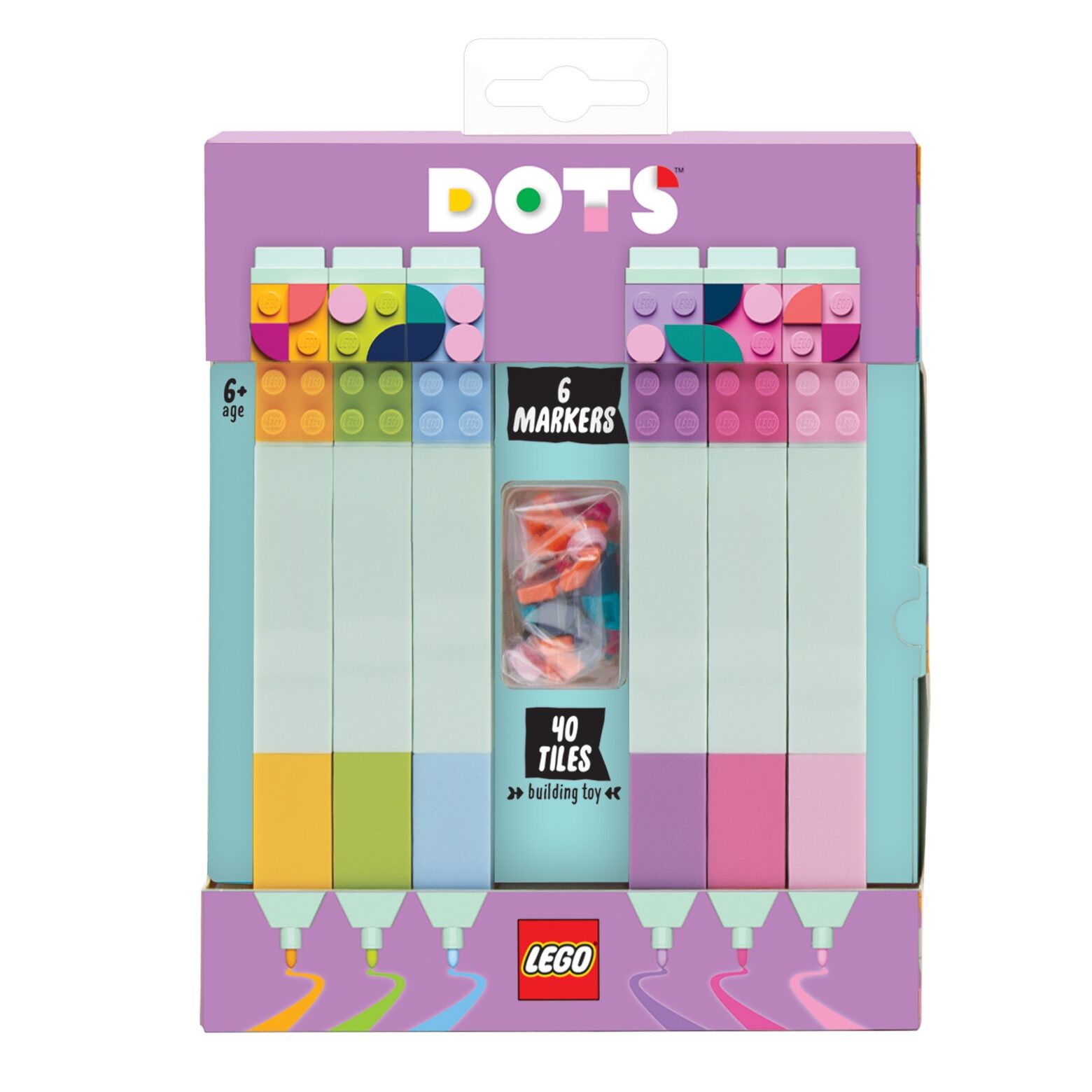 LEGO DOTS 6 Fluo-Stiften + 40 Lego Dots tegeltjes