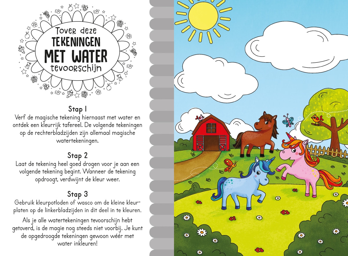 Magisch waterkleurboek Paarden en unicorns - Afbeelding 4