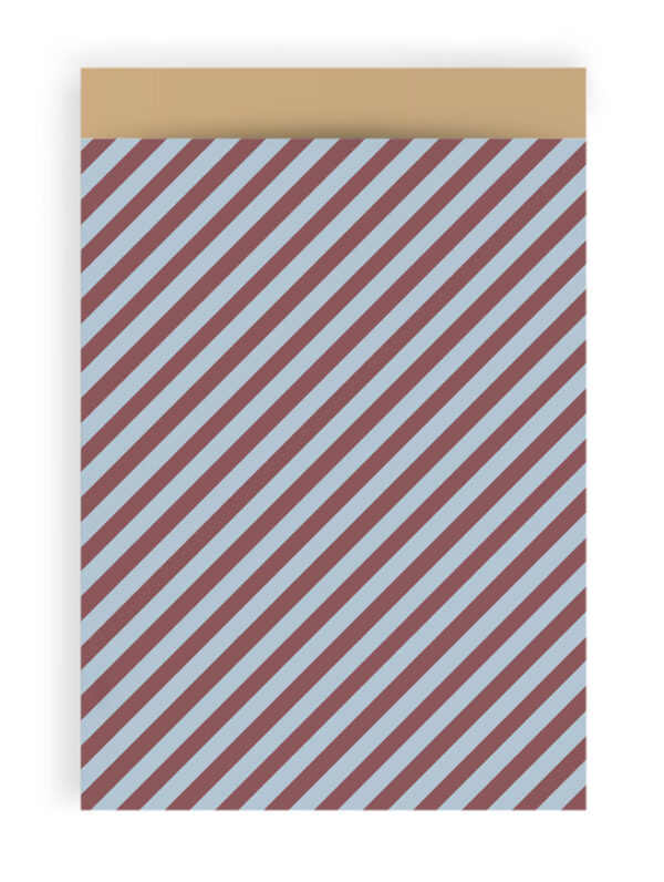 Cadeauzakjes - Duo Stripe Blue/Beet Red - Gold (17 x 25 cm) - 200 stuks