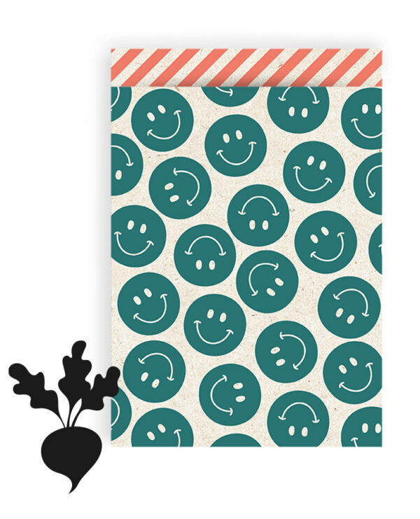 Cadeauzakjes - Smiley Petrol - Stripe Poppy Red (17 x 25 cm) - 200 stuks