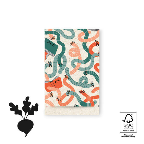 Cadeauzakjes - Bookworm Petrol/Red (12 x 19 cm) - 200 stuks
