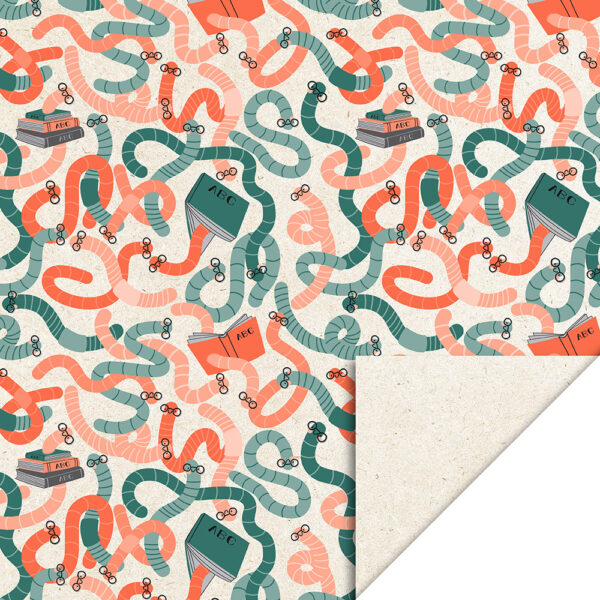 Cadeauzakjes - Bookworm Petrol/Red (17 x 25 cm) - 200 stuks - Afbeelding 2