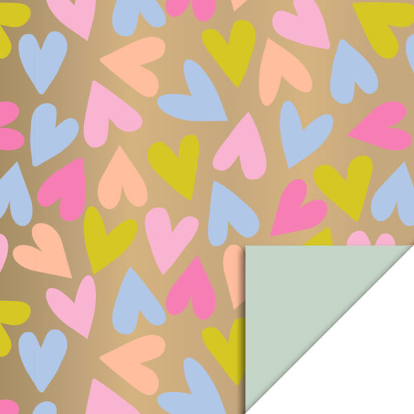 Cadeauzakjes - Big Hearts Gold Happy - Pistache (17 x 25 cm) - 200 stuks - Afbeelding 2