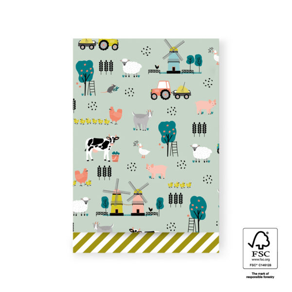 Cadeauzakjes - Farm Pistache - Stripe Olive Green (17 x 25 cm) - 200 stuks