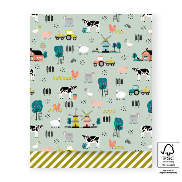 Cadeauzakjes - Farm Pistache - Stripe Olive Green (27 x 34 cm) - 200 stuks