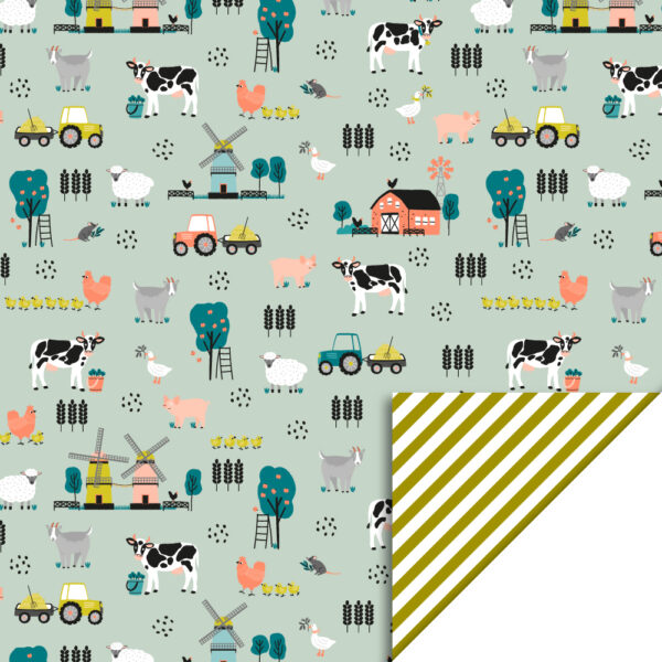 Cadeauzakjes - Farm Pistache - Stripe Olive Green (27 x 34 cm) - 200 stuks - Afbeelding 2