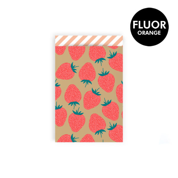 Cadeauzakjes - Strawberry Gold Fluor Orange - Stripe Peach (12 x 19 cm) - 200 stuks
