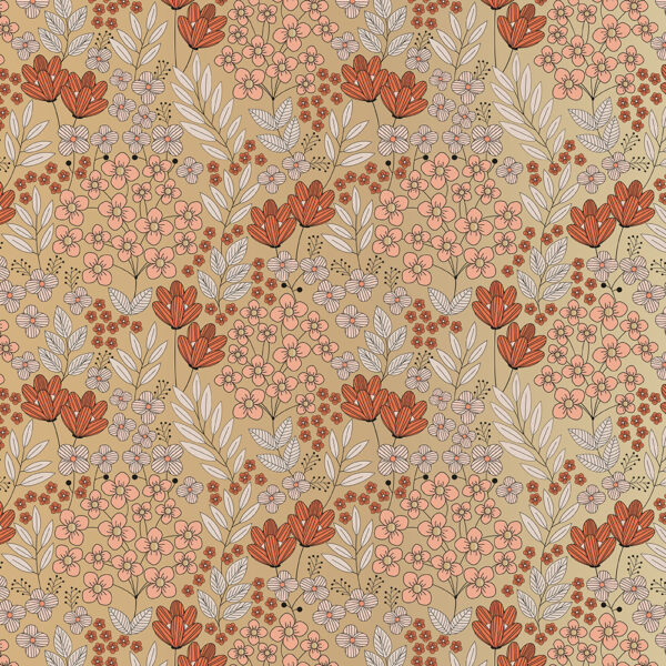 Cadeauzakjes - Flower Field Gold Coral (27 x 34 cm) - 200 stuks - Afbeelding 2