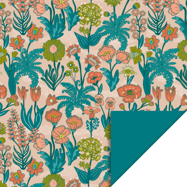 Cadeauzakjes - Flowers Vintage Nude - Jade Blue (17 x 25 cm) - 200 stuks - Afbeelding 2