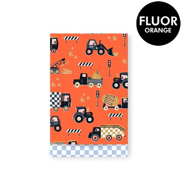 Cadeauzakjes - Traffic Fluor Orange - Check Sky Blue (12 x 19 cm) - 200 stuks
