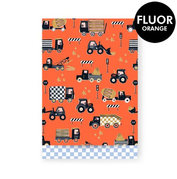 Cadeauzakjes - Traffic Fluor Orange - Check Sky Blue (17 x 25 cm) - 200 stuks