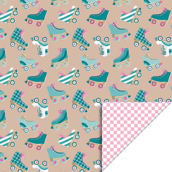 Cadeauzakjes - Roller Skates Nude - Check Blush Pink (17 x 25 cm) - 200 stuks - Afbeelding 2