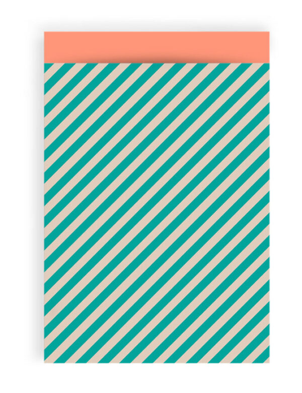 Cadeauzakjes - Stripe Turquoise Blue - Salmon (17 x 25 cm) - 200 stuks