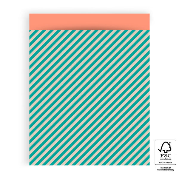 Cadeauzakjes - Stripe Turquoise Blue - Salmon (27 x 34 cm) - 200 stuks